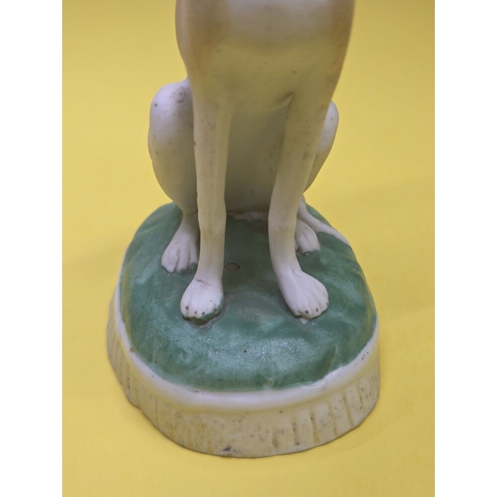 Antique Staffordshire Bisque Porcelain Dog Figurine Whippet Greyhound 5" Pottery - Picture 8 of 16